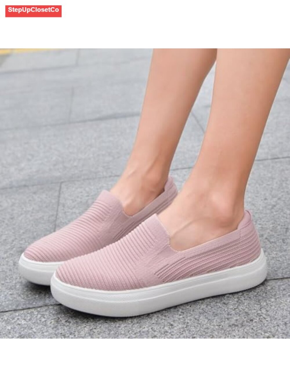 Slip On Walking Shoes Lightweight Breathable Knit Casual Loafers Fashion - Picture 3 of 6